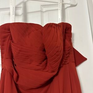 Azazie Rust Strapless Bridesmaid Dress